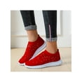 thumbnail image 7 of Daeful Women Sneakers Knit Upper Flats Rhinestone Casual Shoes Travel Fashion Mesh Slip On Sock Sneaker Red 4.5, 7 of 7
