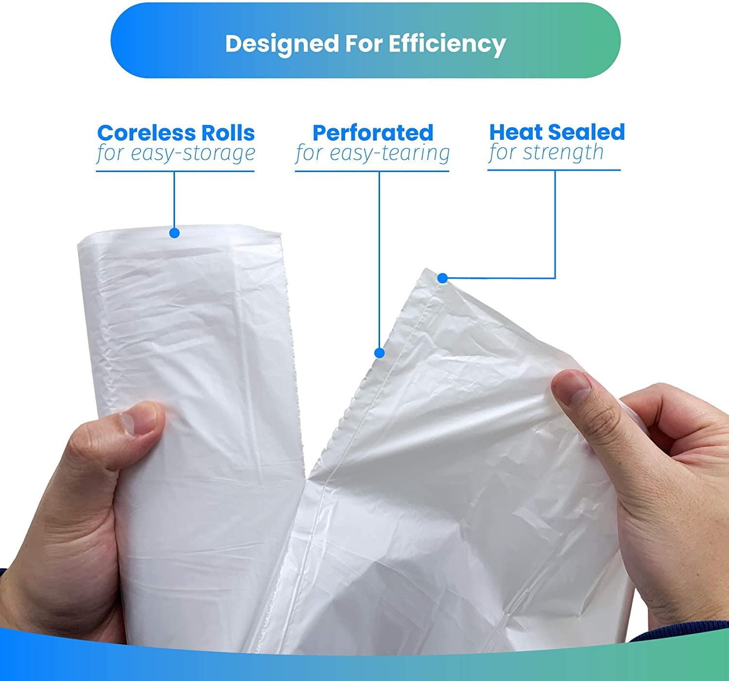 2-4 Gallon Trash Bags | 400 Bags | Clear | Bathroom | Strong | Garbage