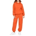 thumbnail image 3 of Cute Sweatshirts Children's Winter Solid Color Long Sleeve Hooded Pockets Sweatshirt Pants Sweatpants Casual Sports Two-piece Set Kids Orange 130, 3 of 9