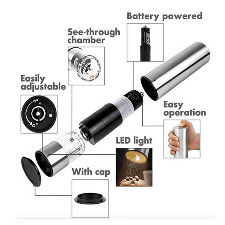 Eukein Electric Salt And Pepper Grinder, Battery Powered Automatic Sal
