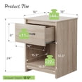 thumbnail image 2 of Gymax Table de Chevet 2 Pcs avec Tiroir Étagère de Rangement Table d'Appoint en Bois Chambre Naturel, 2 of 10