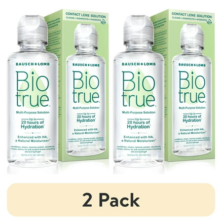 (2 pack) Biotrue Original Multi-Purpose Contact Lens Solution and Cleaner with Lens Case, 4 fl oz