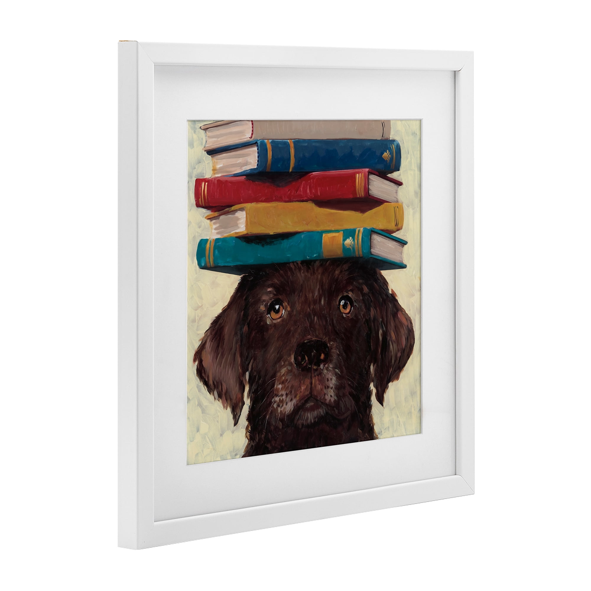 Stupell Industries Studious Abby Dog White Framed Print Under Glass, design by Studio Bautista