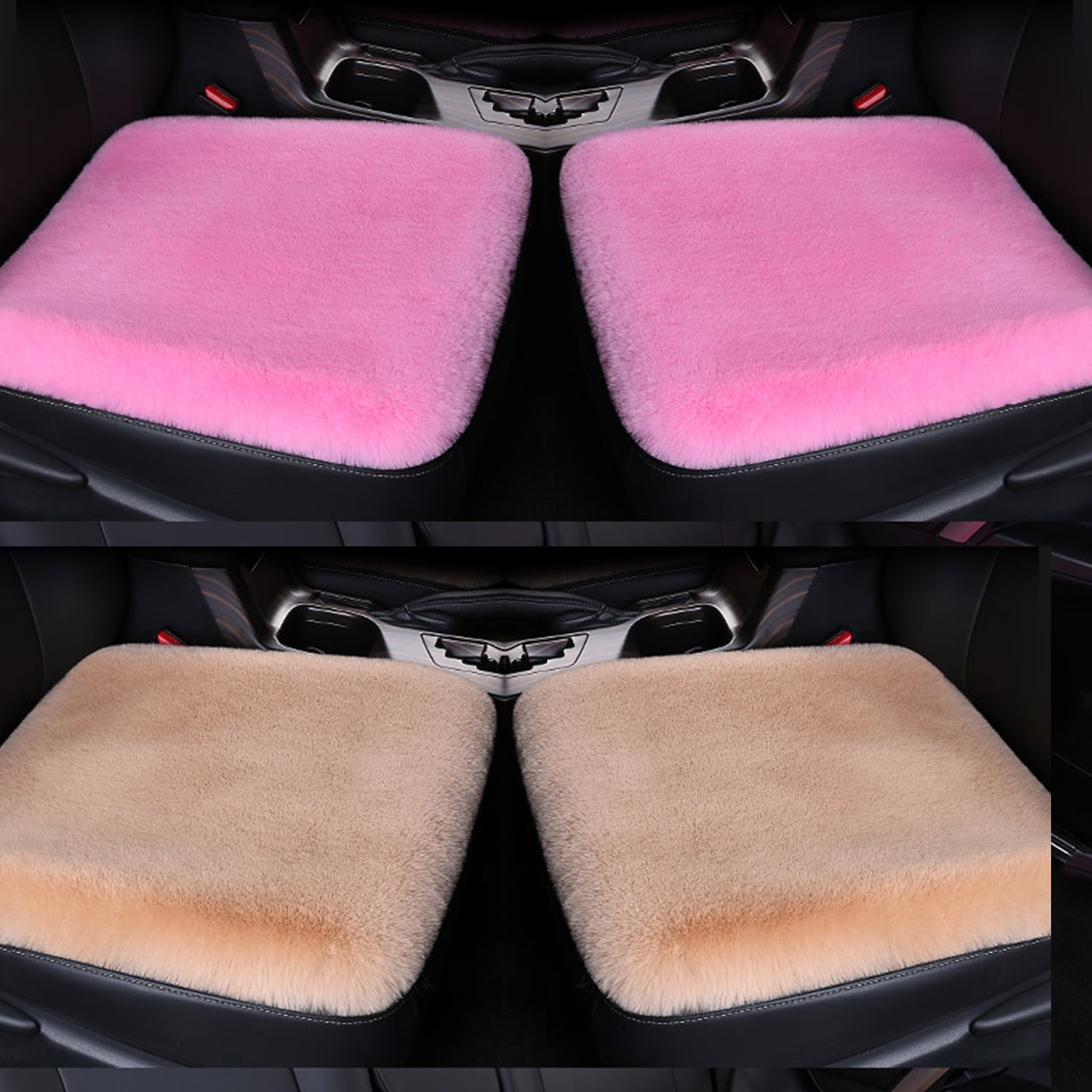 Luxury Warm Plush Car Non-Slip Seat Cover,Universal Fit Auto Front & Back  Seat Pad,Soft Plush Large Plaid Square Winter Cushion for Most