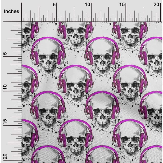 oneOone Rayon Purple Fabric Skull Sewing Craft Projects Fabric Prints By Yard 56 Inch Wide