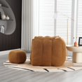 thumbnail image 4 of Soft Bean Bag Chair High Resilient Foam Lazy Sofa with Footstool Khaki yellow, 4 of 5