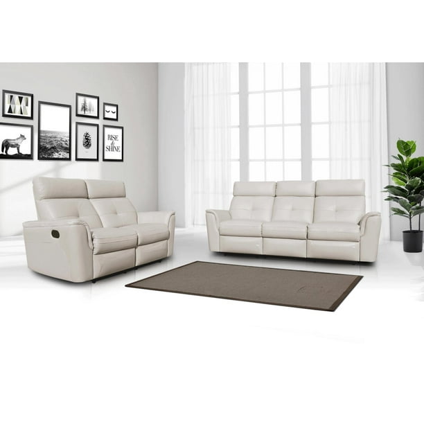 Esf 8501 Contemporary White Italian, Macy’s White Leather Sofa
