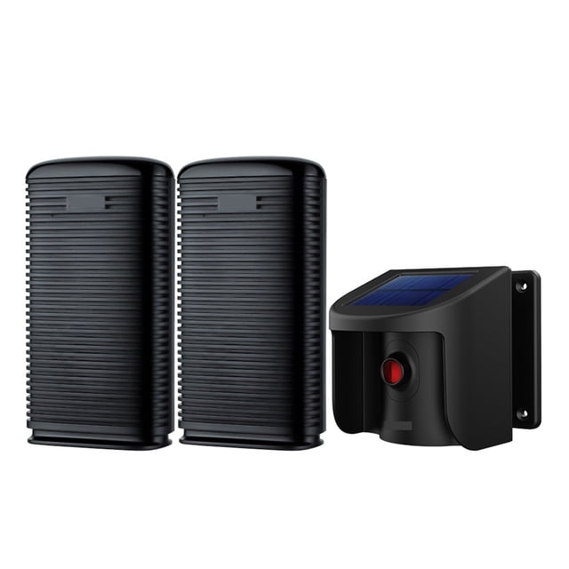 Driveway Alarm with Solar Powered PIR Motion Sensor Detector Waterproof for Outdoor Welcome Burglar Security Protection