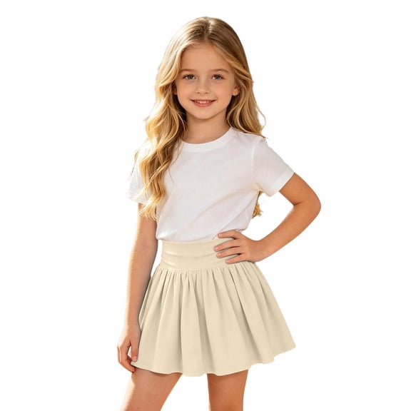 SONXAHE Toddler Girls Elastic-Waist Skirt Pleated Flared Cut Everyday Casual Daily Wear Skirts