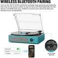 thumbnail image 3 of Record Player for Vinyl with 2 Build-in Speakers LP Vinyl Players Belt-Driven Vintage Turntables 3 Speed 3 Size, Wireless Bluetooth Playback, AUX-in, RCA Out, Headphone, Auto Stop Sea Blue, 3 of 14