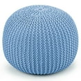 thumbnail image 4 of Gymax Pure Cotton Pouf Floor Ottoman Hand Knitted Footrest Cable Style Home Blue, 4 of 6
