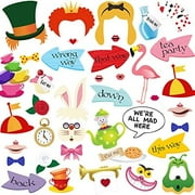 Alice in Wonderland Photo Booth Props, 40pcs Alice in Wonderland Props, Alice in Wonderland Party Decorations by, Mad Hatter Tea Party Decorations for Tea Party, Alice in Wonderland Party