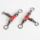 thumbnail image 4 of EeaseMX 100 piezas de eslabones giratorios de tres vías para pesca, conectores de línea para barriles de pesca, accesorios de aparejos giratorios (rojos), 4 of 7