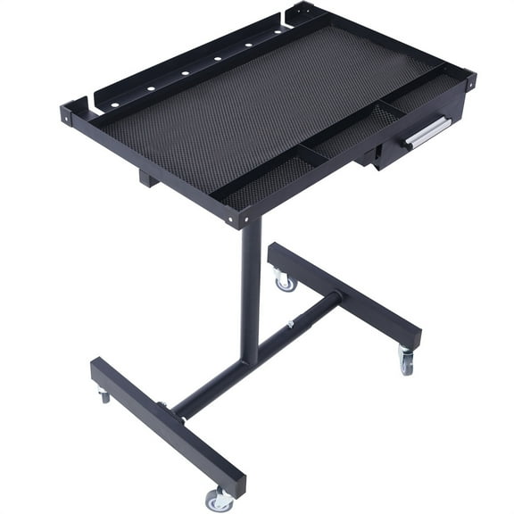 Heavy-Duty Adjustable Work Table with Drawer & Wheels, Mechanic Tray,Mobile Rolling Tool Table 2.5" Swivel Casters, 220 Pound Capacity