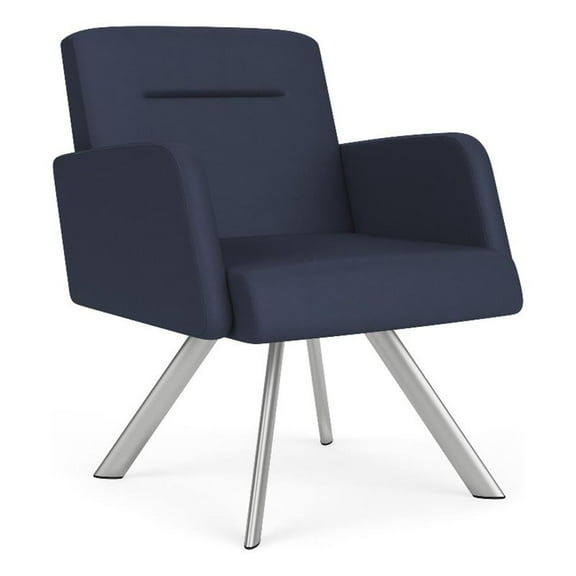 Willow Lounge Lobby Reception Waiting Swivel Guest Chair / Silver Steel / Blue