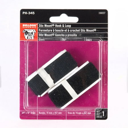 Bulldog 3/4" x 18" Square Hook and Loop Stic Mount, Black