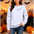 thumbnail image 2 of Atogsazn Children's Girls Halloween Sweatshirt Kids Casual Oversized Ghost Print Long Sleeve Sweaters Fall Winter Tops White 11-12 Years Fashion, 2 of 8