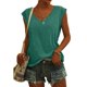 thumbnail image 2 of Camiseta con cuello en V para mujer, chaleco informal con manga casquillo, blusa holgada sólida, camisetas sin mangas, verde menta/XL, 2 of 5
