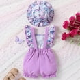 thumbnail image 4 of kpoplk Toddler Baby Girl Outfits Floral Summer Clothes Waffle Sleeveless Tops Ruffle Shorts Cute Infant Spring Clothes Set Size 9-12 Months,Purple, 4 of 8