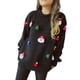 thumbnail image 1 of Suéter de punto Gibobby de manga larga con cuello redondo decorado con Papá Noel para mujer negro S, 1 of 5