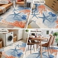 thumbnail image 6 of Summer Ocean Washable Area Rugs 4'x6', Vintage Nautical Sea Orange Blue Starfish Corals Seashell Low Pile Throw Living Room Rug Non-Slip Sturdy Edge Binding Carpet for Indoor Entryway Bedside Kitchen, 6 of 9