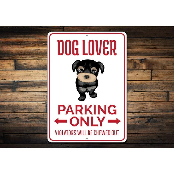 Dog Lover Parking Novelty Sign, Metal Wall Decor - 10x14 inches