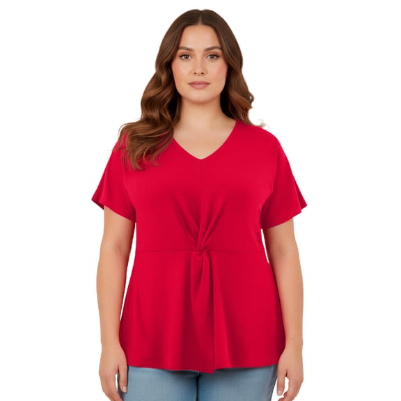 Avenue Women's Plus Size Audrey Twist Knot Top