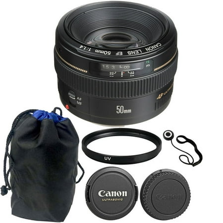 Canon EF 50mm f/1.4 USM Autofocus Lens + Accessory Bundle for Canon SLR (Best Canon Lenses For Travel Photography)
