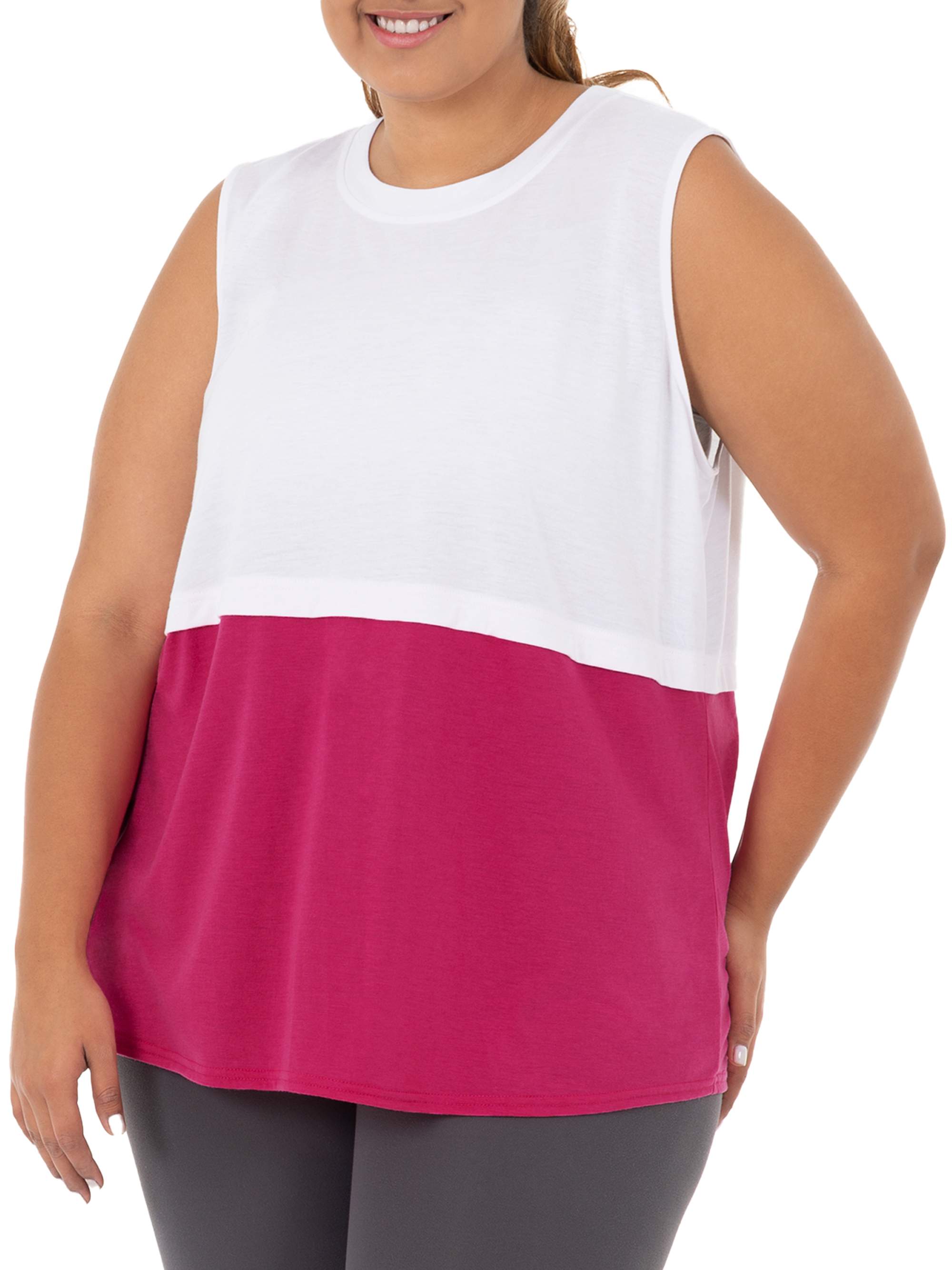 Athletic Works Women's Plus Size Active Colorblock 2fer Tank