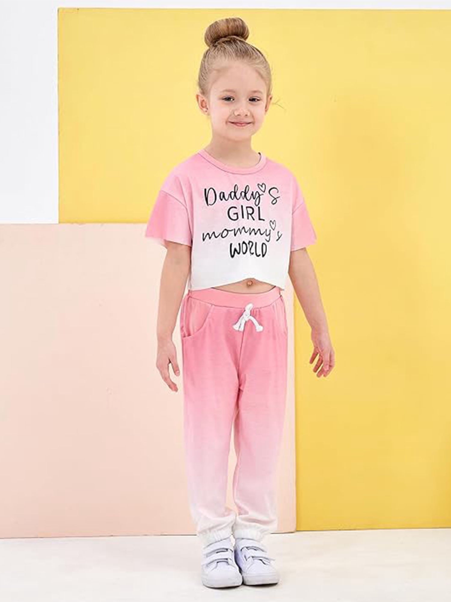 CARETOO Toddler Girl Clothes Baby Outfits Tie Dye Short Sleeve Shirt Long Pants 2PCS Clothing Set