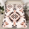 thumbnail image 2 of Manfei Rustic Aztec Twin Sheet Sets,Boho bohemian Geometric Twin Fitted Sheet,Lightpink Black Flat Sheet For Men Women,Luxury Bedroom Decor,3pcs, 2 of 7
