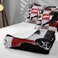 thumbnail image 4 of Manfei Boys Football Quilt King, Sport Checkered King Coverlet Set, Black Red, Black Reversible 3pcs, 1 Bedspread and 2 Pillowcases, 4 of 7
