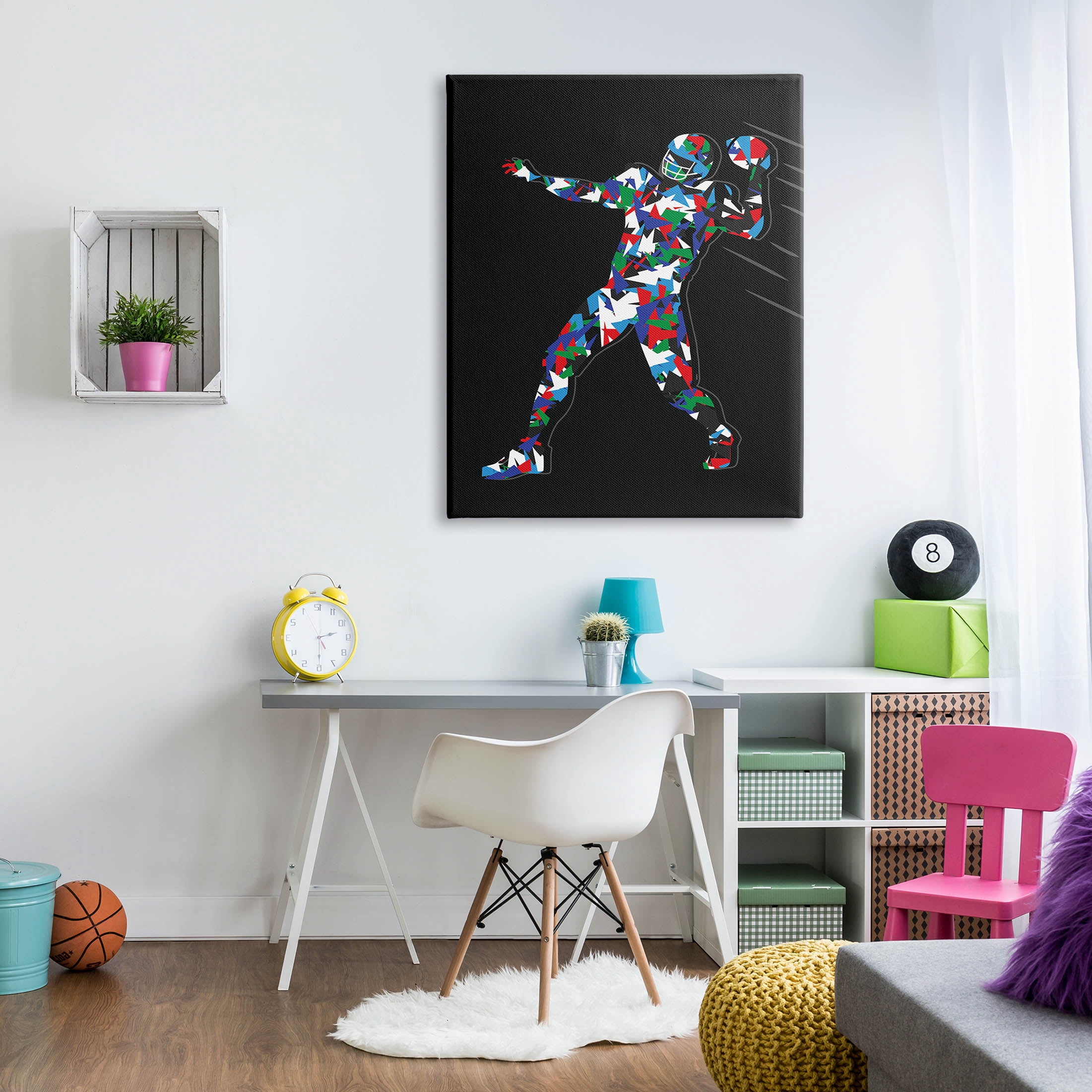 Stupell Industries Football Player Abstract Pattern Graphic Art Gallery Wrapped Canvas Print Wall Art, Design by Arrolynn Weiderhold