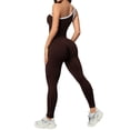thumbnail image 6 of Women's One Shoulder Yoga Jumpsuit, Sexy Backless Single Strap Bodysuit, Seamless Workout Outfit, Gym Fitness and Casual Bodycon One Piece-Brown, 6 of 9