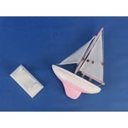 Handcrafted Model Ships Sailboat9-106 Pacific Sailor Pink 9 in. Model Ship Decorative Accent
