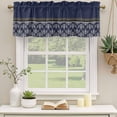 thumbnail image 2 of 2 Pack Valances for Window, Boho Navy Blue Flower Short Curtains for Kitchen Bedroom Living Room, Abstract Bohemia Pesley Floral Rod Pocket Small Window Treatment Valance Drapes 42 x 18 Inch, 2 of 8