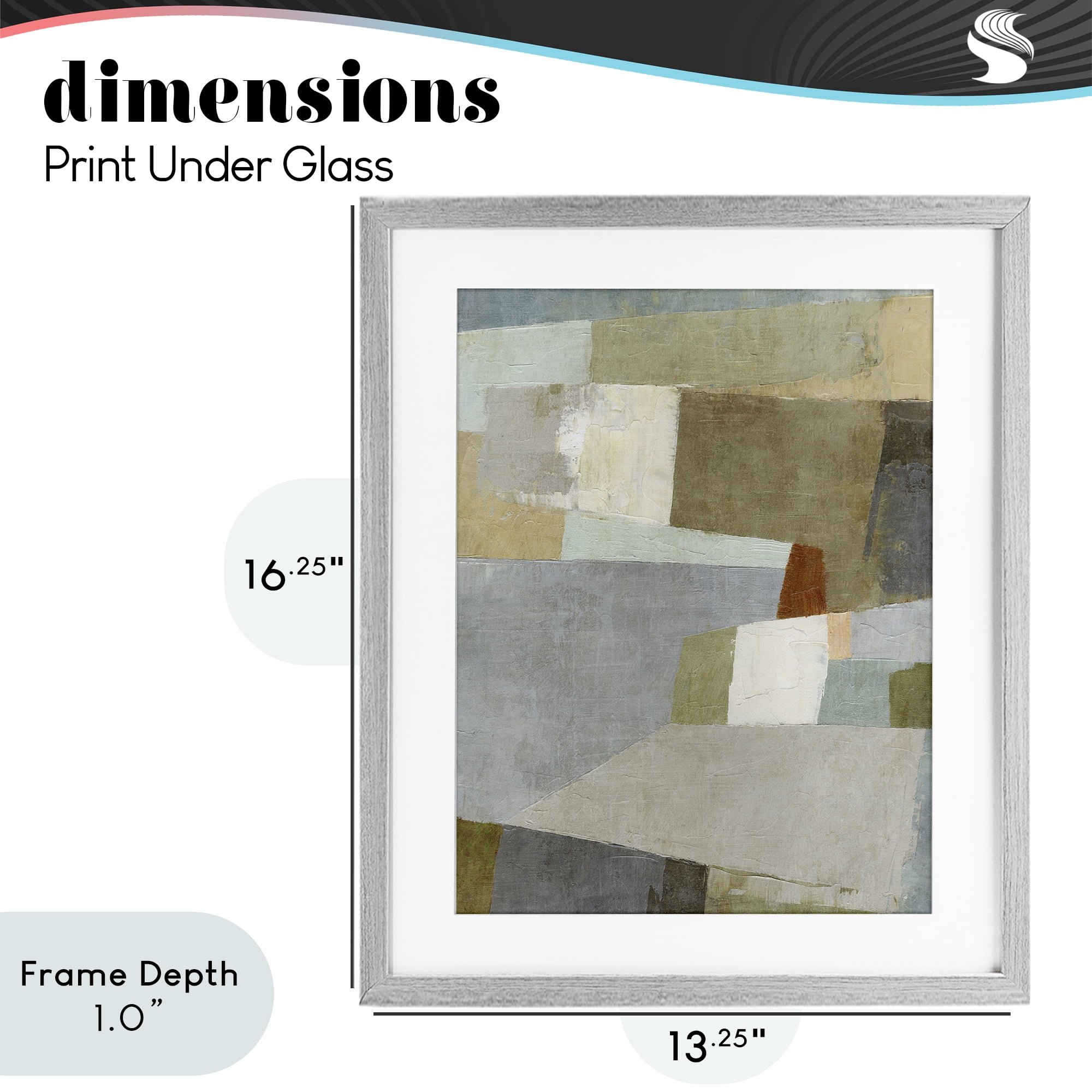 Stupell Industries Causeway Neutral Geometrics Gray Framed Print Under Glass, design by Suzanne Nicoll