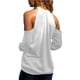 thumbnail image 5 of Camisetas divertidas para mujer, camisetas con hombros descubiertos, camisetas de manga larga de Color sólido, camisas holgadas, blusas, camisetas Pompotops gfhjh18437, 5 of 6