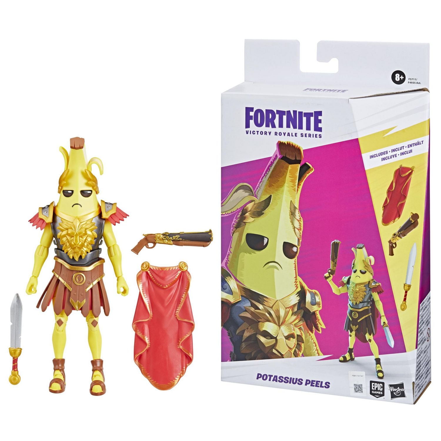 Hasbro Fortnite Victory Royale Series, figurine Potassius Peels de collection, 15 cm avec accessoires