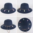 thumbnail image 3 of Straw Sun Hat for Women - Summer Beach Cap Foldable Sunscreen Floppy Hats Wide Brim with Floral Leaves for Outdoor Travel, 3 of 7