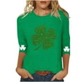 thumbnail image 1 of vdgthytj T-Shirts pour Femmes de la Saint-Patrick à Manches 3/4, Grande Taille, Col Ras du Cou, Trèfle, T-Shirt Graphique pour les Fêtes, 1 of 5