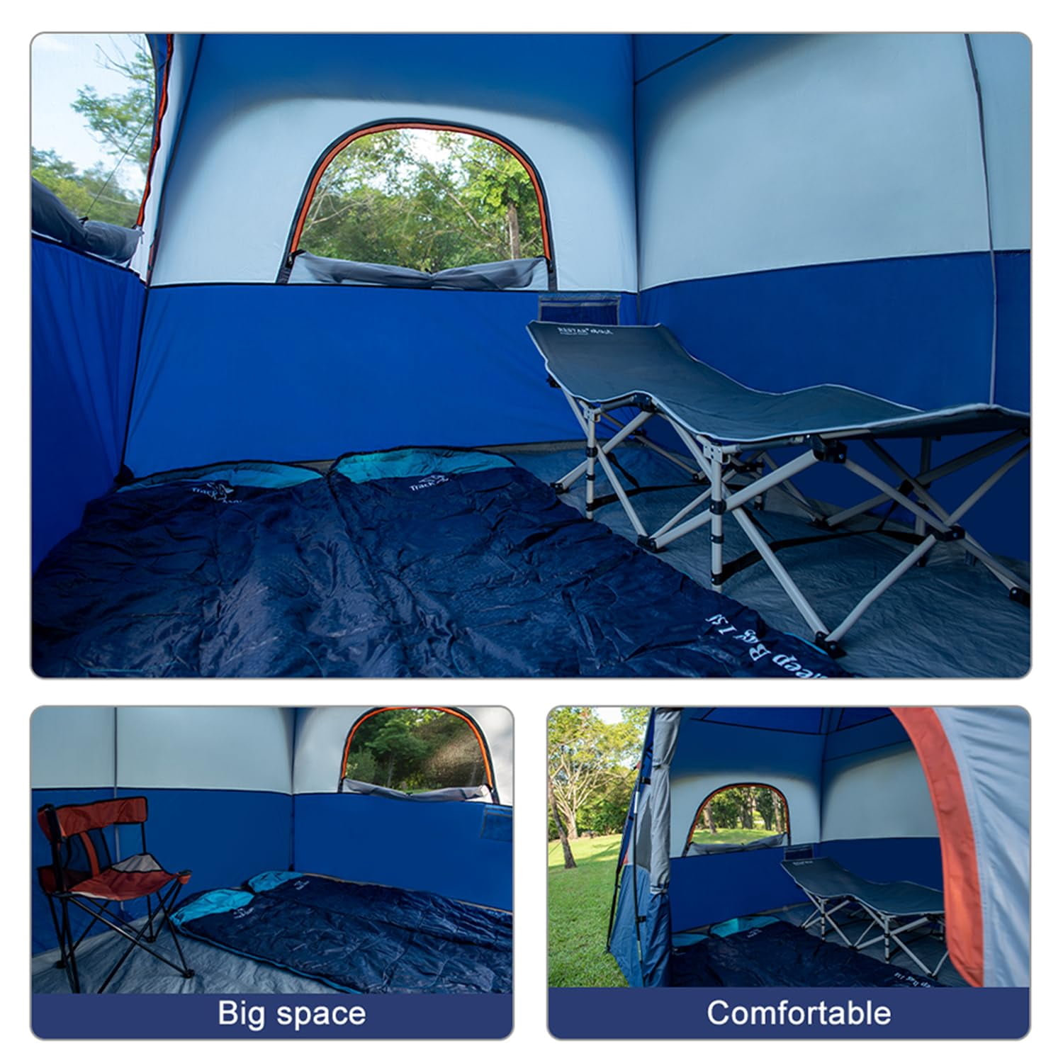 Upgraded 6/8 Person Camping Tents  Waterproof Windproof Family Tent With Larger Mesh Windows & Door Double Layer Easy Set Up All-season Dome Top Rainfly Carry Bag