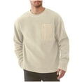 thumbnail image 2 of pstuiky camisetas de manga larga para hombre, Sudadera con cuello redondo, manga larga, color liso, para hombre, cómoda y cálida para el hogar Tops de hombre m, 2 of 5