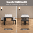 thumbnail image 6 of PAPROOS Dining Table Set for 4, 3-Piece Kitchen Table Set with 2 Velvet Benches, Kitchen Table Set with Faux Marble Tabletop, Metal Frame, Modern Dining Room Set for Home Cafeteria Bar, Gray+White, 6 of 8