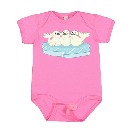 

Inktastic 3 Cute White Harp Seals on Ice Gift Baby Boy or Baby Girl Bodysuit