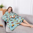 thumbnail image 5 of Oversized Wearable Blanket Hoodie,Cartoon Construction Vehicles Cranes Light Blue Pattern Sherpa Blanket Hoodie with Super Pockets,Super Warm Fuzzy Pullover for Women & Men, 5 of 6