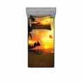 thumbnail image 2 of Ambesonne Beach Fitted Sheet & Pillow Sham Set, Romantic Sunset Scenery, Queen, Orange Yellow, 2 of 3