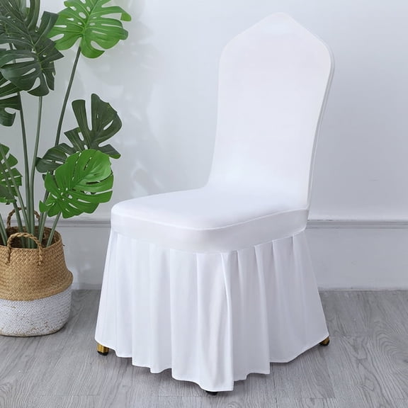 100pcs Pleated skirt Spandex White Chair Cover Hotel Banquet Party Event Wedding Decoration Seat Protector Slip Cover