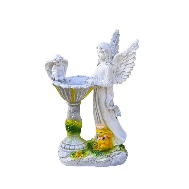 Birdeem Solar Garden Statue, Color-Changing LED Outdoor Decor for Yard, Fairy Resin Figurine with Auto On/Off, Solar Powered Light for Pathway Flower Bed Landscape