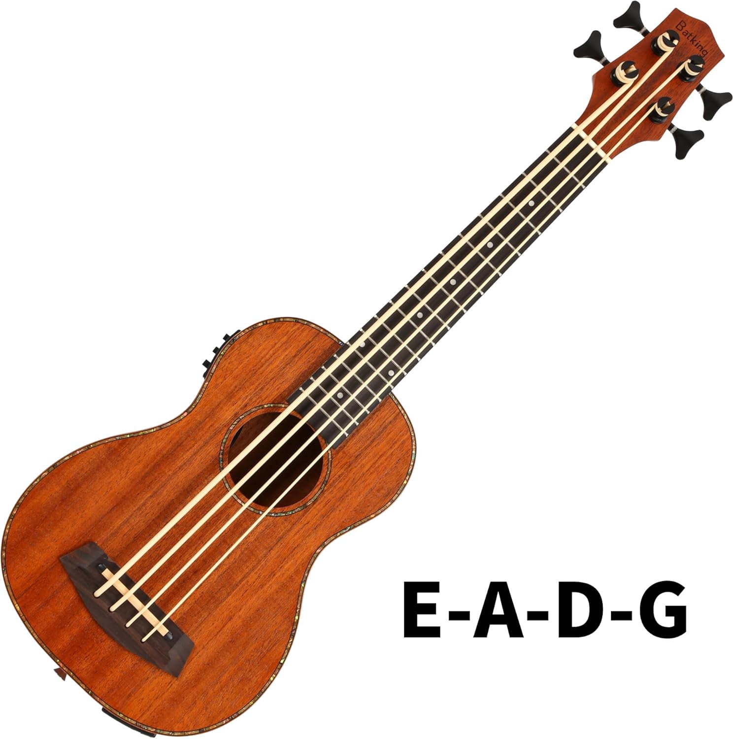 Batking Electric Bass Ukulele Baritone 4-String Fretted Acacia Wood Body with Gigbag 30 Inch